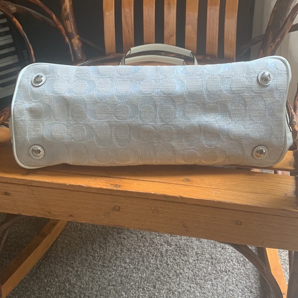 Coach Silver and White Bag Purse - Picture 3 of 12